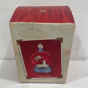 Vintage 2002 Hallmark keepsake Christmas ornament First snow snow globe boy dog